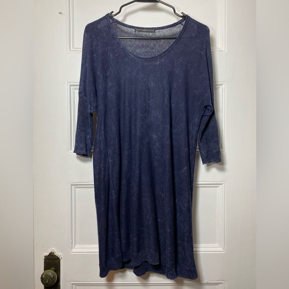 PERUVIAN CONNECTION Pima Cotton Linen Dolman Sleeve Tunic Top Navy Blue Sz Small